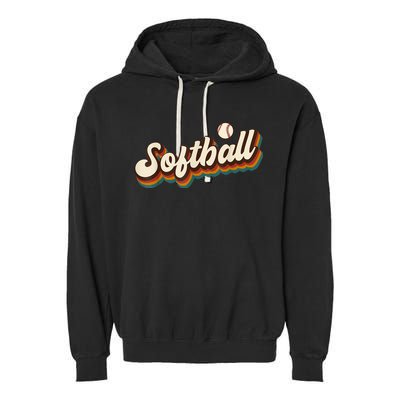 Retro Softball Graphic Softball Garment-Dyed Fleece Hoodie