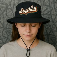 Retro Softball Graphic Softball Bucket Hat