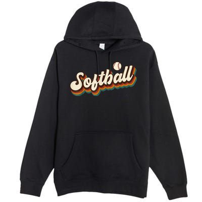 Retro Softball Graphic Softball Premium Pullover Hoodie