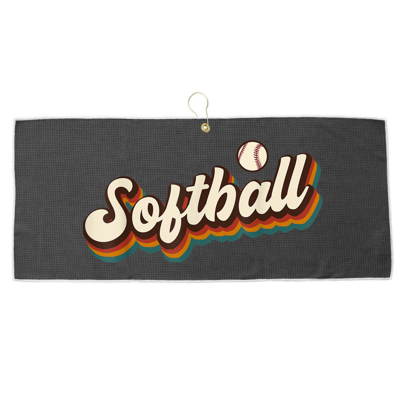 Retro Softball Graphic Softball Large Microfiber Waffle Golf Towel