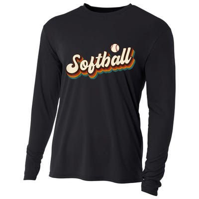 Retro Softball Graphic Softball Cooling Performance Long Sleeve Crew