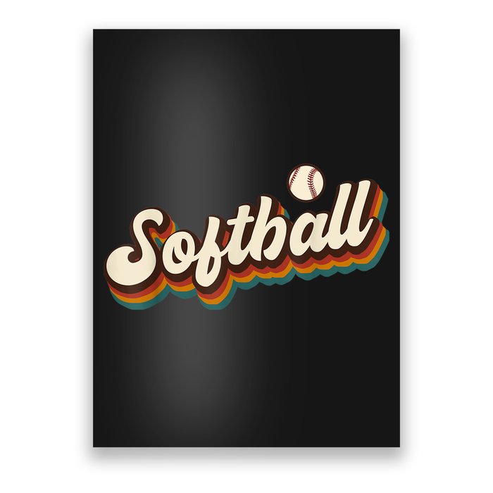 Retro Softball Graphic Softball Poster