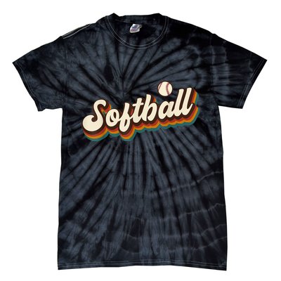 Retro Softball Graphic Softball Tie-Dye T-Shirt