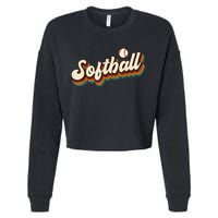 Retro Softball Graphic Softball Cropped Pullover Crew