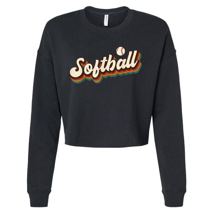 Retro Softball Graphic Softball Cropped Pullover Crew