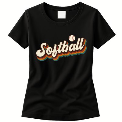 Retro Softball Graphic Softball Womens T-Shirt