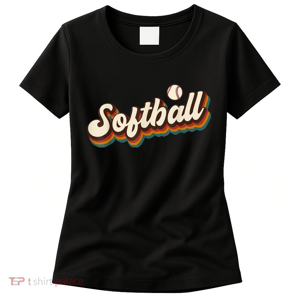 Retro Softball Graphic Softball Womens T-Shirt