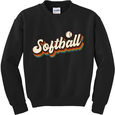 Retro Softball Graphic Softball Kids Sweatshirt