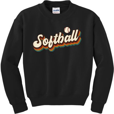 Retro Softball Graphic Softball Kids Sweatshirt