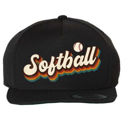 Retro Softball Graphic Softball Wool Snapback Cap
