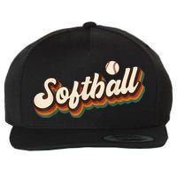 Retro Softball Graphic Softball Wool Snapback Cap