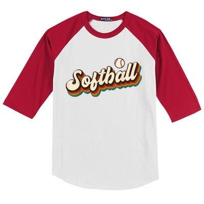 Retro Softball Graphic Softball Kids Colorblock Raglan Jersey