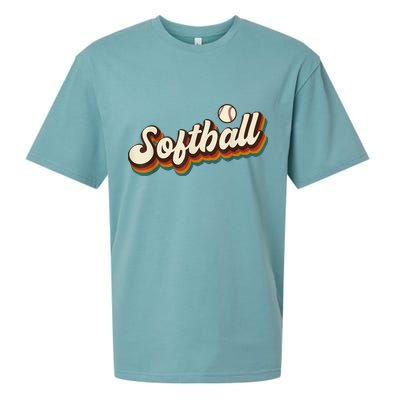 Retro Softball Graphic Softball Sueded Cloud Jersey T-Shirt