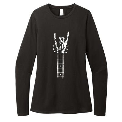 Rock Skeleton Guitar Womens CVC Long Sleeve Shirt