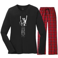 Rock Skeleton Guitar Women's Long Sleeve Flannel Pajama Set 