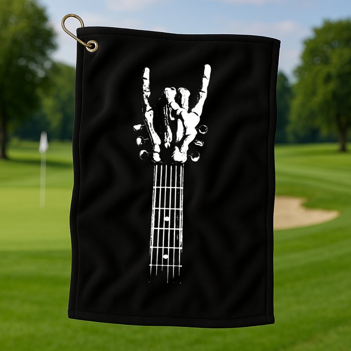 Rock Skeleton Guitar Golf Towel