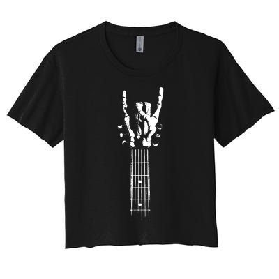 Rock Skeleton Guitar Women's Crop Top Tee