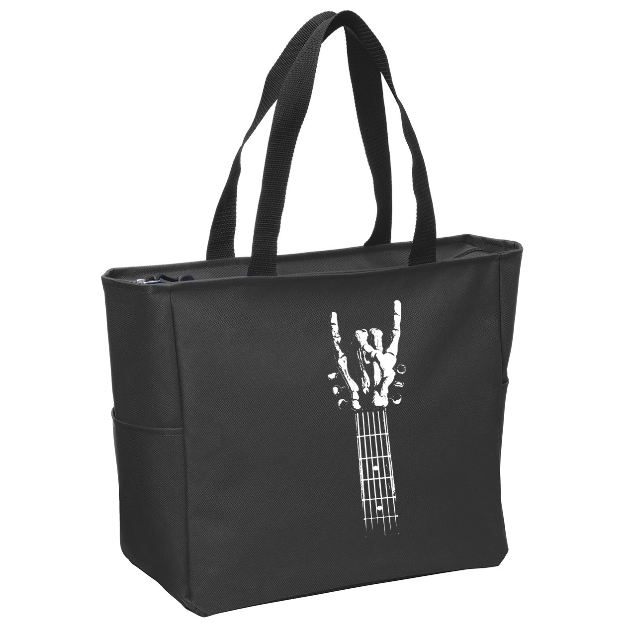 Rock Skeleton Guitar Zip Tote Bag