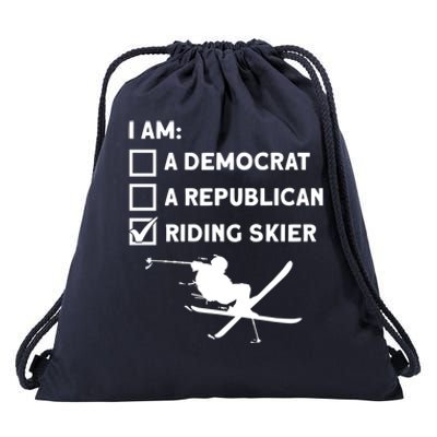 Riding Skier Gift Skiing Winter Sports Ski Mountains Skiing Cute Gift Drawstring Bag