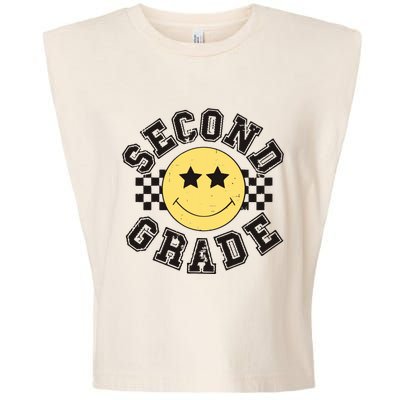 Retro Second Grade Smile Face Back To School Teacher Student Garment-Dyed Women's Muscle Tee