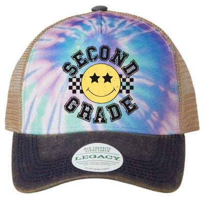 Retro Second Grade Smile Face Back To School Teacher Student Legacy Tie Dye Trucker Hat