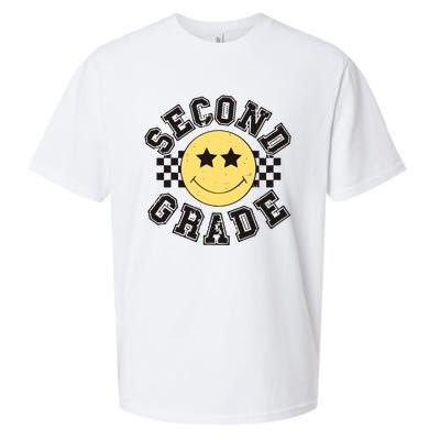 Retro Second Grade Smile Face Back To School Teacher Student Sueded Cloud Jersey T-Shirt