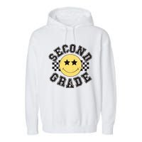 Retro Second Grade Smile Face Back To School Teacher Student Garment-Dyed Fleece Hoodie