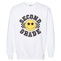 Retro Second Grade Smile Face Back To School Teacher Student Garment-Dyed Sweatshirt