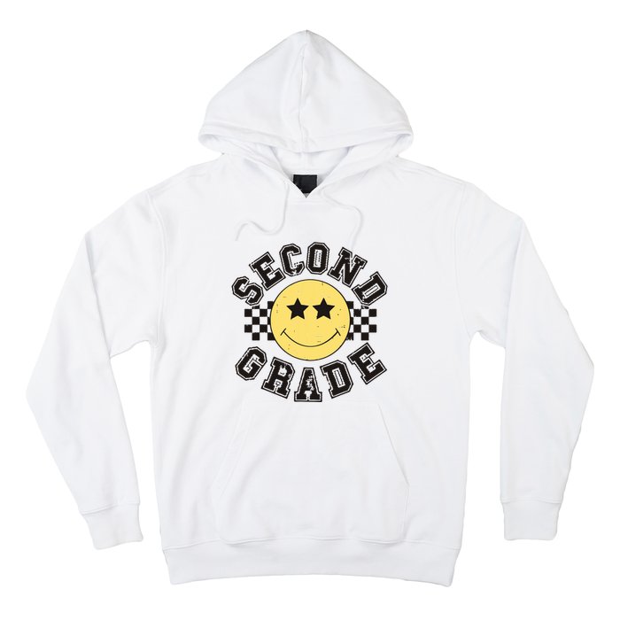 Retro Second Grade Smile Face Back To School Teacher Student Hoodie