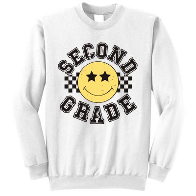 Retro Second Grade Smile Face Back To School Teacher Student Sweatshirt