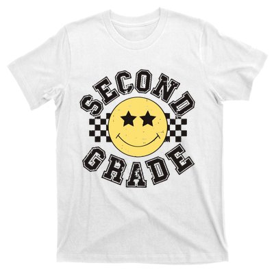 Retro Second Grade Smile Face Back To School Teacher Student T-Shirt