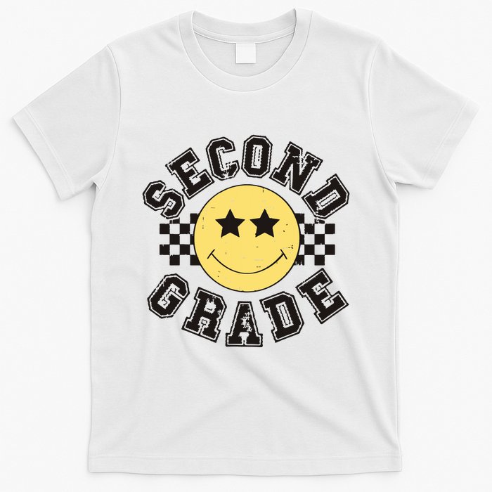 Retro Second Grade Smile Face Back To School Teacher Student T-Shirt