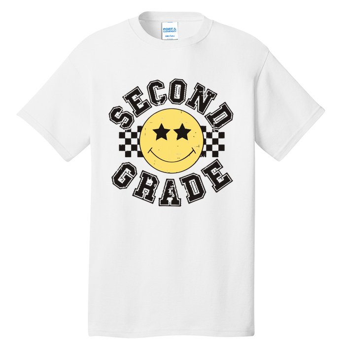 Retro Second Grade Smile Face Back To School Teacher Student Tall T-Shirt