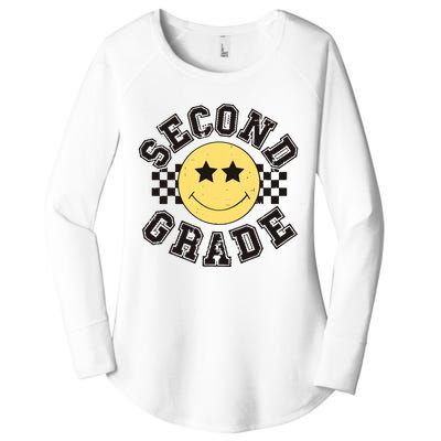 Retro Second Grade Smile Face Back To School Teacher Student Women's Perfect Tri Tunic Long Sleeve Shirt