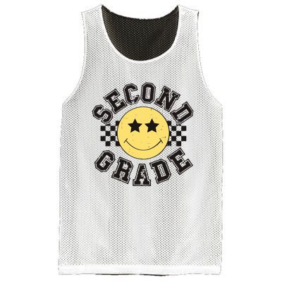 Retro Second Grade Smile Face Back To School Teacher Student Mesh Reversible Basketball Jersey Tank