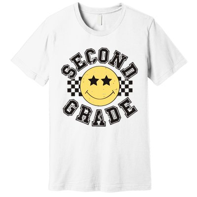 Retro Second Grade Smile Face Back To School Teacher Student Premium T-Shirt