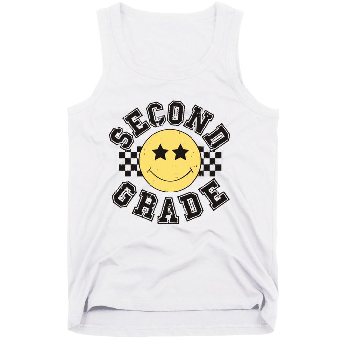 Retro Second Grade Smile Face Back To School Teacher Student Tank Top