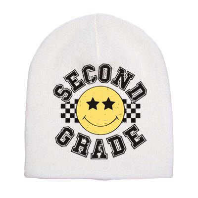 Retro Second Grade Smile Face Back To School Teacher Student Short Acrylic Beanie