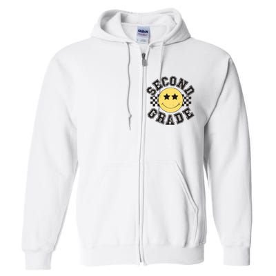 Retro Second Grade Smile Face Back To School Teacher Student Full Zip Hoodie