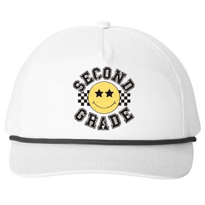 Retro Second Grade Smile Face Back To School Teacher Student Snapback Five-Panel Rope Hat