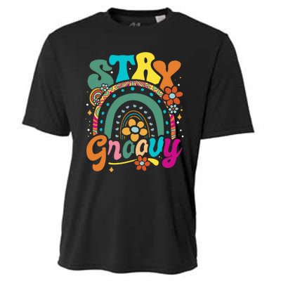 Retro Stay Groovy Cute Floral Rainbow Vintage Hippie 70's Cooling Performance Crew T-Shirt