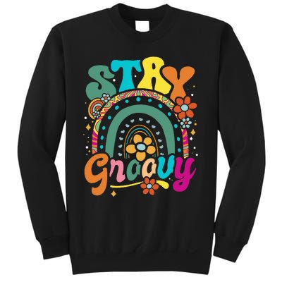 Retro Stay Groovy Cute Floral Rainbow Vintage Hippie 70's Sweatshirt