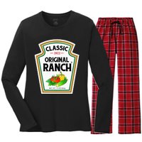 Ranch Sauce Green Salad Dressing Halloween Costume Matching Women's Long Sleeve Flannel Pajama Set 