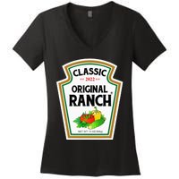 Ranch Sauce Green Salad Dressing Halloween Costume Matching Women's V-Neck T-Shirt