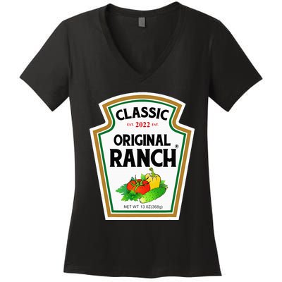 Ranch Sauce Green Salad Dressing Halloween Costume Matching Women's V-Neck T-Shirt