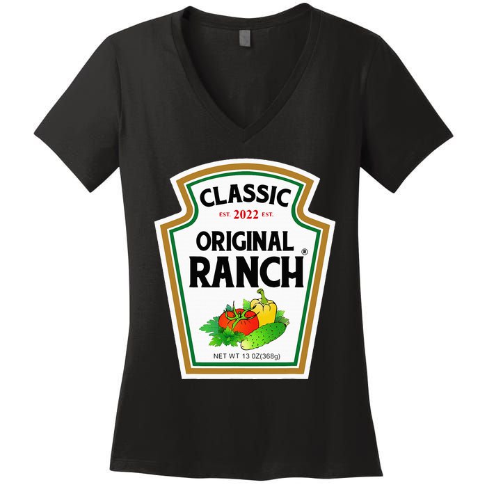 Ranch Sauce Green Salad Dressing Halloween Costume Matching Women's V-Neck T-Shirt