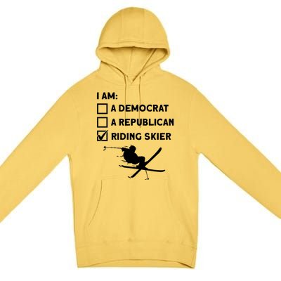 Riding Skier Gift Skiing Winter Sports Ski Mountains Skiing Gift Premium Pullover Hoodie