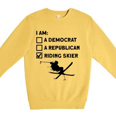 Riding Skier Gift Skiing Winter Sports Ski Mountains Skiing Gift Premium Crewneck Sweatshirt