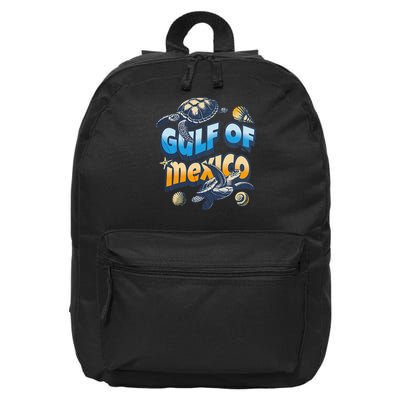 Retro Summer Gulf of Mexico Forever Turtle Beach Gulf of 16 in Basic Backpack