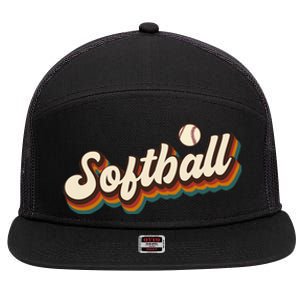 Retro Softball Graphic Softball 7 Panel Mesh Trucker Snapback Hat